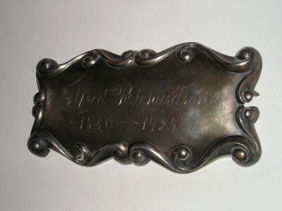 Free Death Record on the Coffin Plate of Alfred Richardson 1840~1925 is Free Genealogy