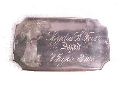 The Free Genealogy Death Record on the Coffin Plate of Lydia L Farr