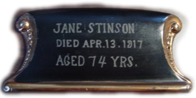 The Birth Record and Death Record on the Coffin Plate of Jane Stinson is Free Genealogy