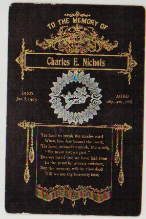Death record of Charles E. Nichols
