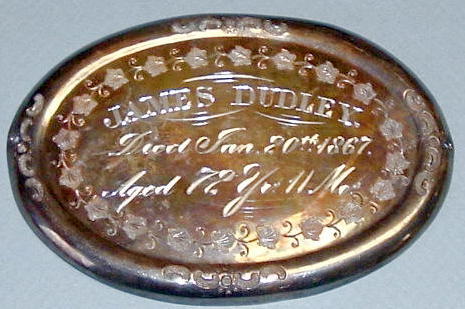The free Death Record on the Coffin Plate of James Dudley is Free Genealogy